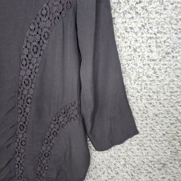 Daniel‎ Rainn Top Womens Medium Gray V Neck Semi Sheer Blouse 3/4 Sleeve Ladies - Picture 2 of 7